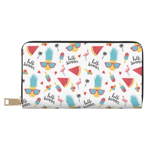 VOSERY Geldbörse Damen, Leder Bifold Multi Card Wallet Sommer Brille Wassermelone Damen Geldbörsen Lange Geldbörse von VOSERY