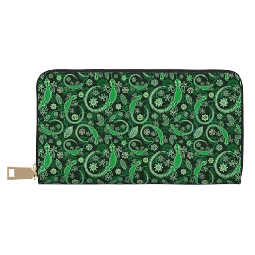 VOSERY Geldbörse Damen Leder Bifold Multi Card Wallet Abstrakt Gecko Eidechse Grün Damen Lange Geldbörse Geldbörsen VOSERY Geldbörse Damen Leder Bifold Multi Card Wallet Abstrakt Gecko Eidechse Grün Damen Lange Geldbörse Geldbörsen von VOSERY