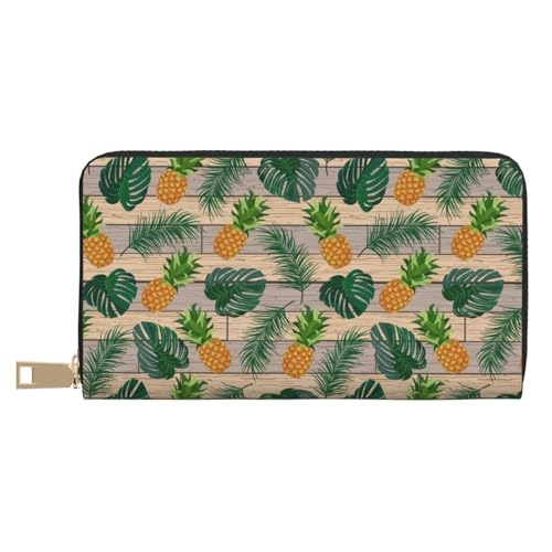 VOSERY Geldbörse Damen Leder Bifold Multi Card Wallet Ananas Palmblätter Damen Geldbörsen Lange Geldbörse von VOSERY