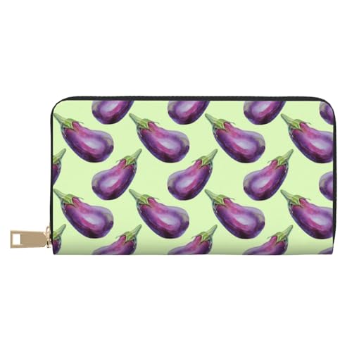 VOSERY Geldbörse Damen Leder Bifold Multi Card Wallet Aubergine Lustige Damen Geldbörsen Lange Geldbörse von VOSERY