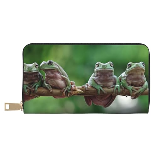 VOSERY Geldbörse Damen Leder Bifold Multi Card Wallet Australian White Tree Frog sitzt auf Ast Damen Geldbörsen Lange Geldbörse VOSERY Geldbörse Damen Leder Bifold Multi Card Wallet Australian White Tree Frog sitzt auf Ast Damen Geldbörsen Lange Geldbörse von VOSERY