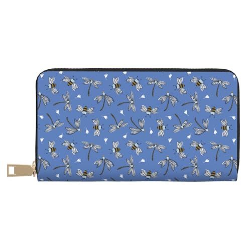 VOSERY Geldbörse Damen Leder Bifold Multi Card Wallet Bee Libelle Blau Damen Lange Geldbörse Geldbörsen VOSERY Geldbörse Damen Leder Bifold Multi Card Wallet Bee Libelle Blau Damen Lange Geldbörse Geldbörsen von VOSERY