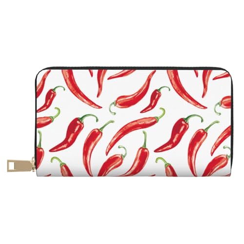 VOSERY Geldbörse Damen Leder Bifold Multi Card Wallet Bell Pepper Chili Damen Geldbörsen Lange Geldbörse von VOSERY