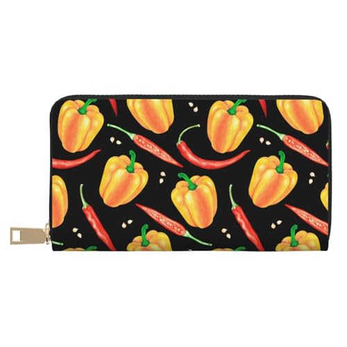VOSERY Geldbörse Damen Leder Bifold Multi Card Wallet Bell Pepper Rot Gelb Damen Geldbörsen Lange Geldbörse von VOSERY