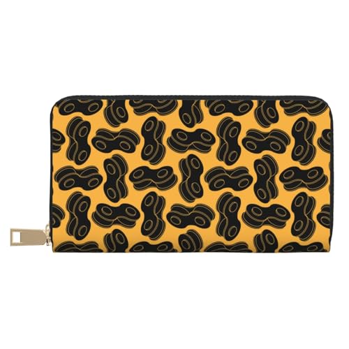 VOSERY Geldbörse Damen Leder Bifold Multi Card Wallet Bike Ketten Muster Schwarz Damen Geldbörsen Lange Geldbörse von VOSERY