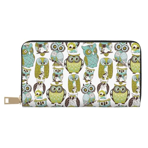 VOSERY Geldbörse Damen Leder Bifold Multi Card Wallet Blau Grün Eulen Damen Geldbörsen Lange Geldbörse VOSERY Geldbörse Damen Leder Bifold Multi Card Wallet Blau Grün Eulen Damen Geldbörsen Lange Geldbörse von VOSERY