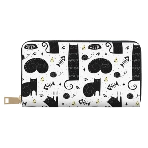VOSERY Geldbörse Damen Leder Bifold Multi Card Wallet Bohemian Cute Cat Fishbone Damen Geldbörsen Lange Geldbörse VOSERY Geldbörse Damen Leder Bifold Multi Card Wallet Bohemian Cute Cat Fishbone Damen Geldbörsen Lange Geldbörse von VOSERY