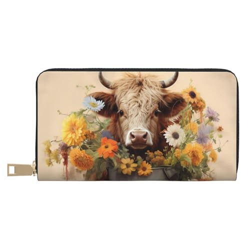VOSERY Geldbörse Damen Leder Bifold Multi Card Wallet Bucket Flower Cow Damen Geldbörsen Lange Geldbörse von VOSERY