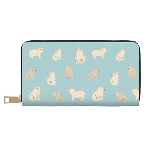 VOSERY Geldbörse Damen Leder Bifold Multi Card Wallet Cartoon Capybaras Damen Geldbörsen Lange Geldbörse von VOSERY