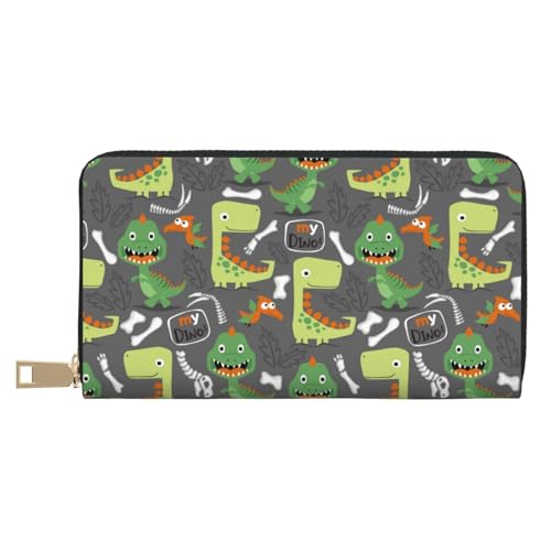 VOSERY Geldbörse Damen Leder Bifold Multi Card Wallet Cartoon Dinosaurier (2) Damen Geldbörsen Lange Geldbörse von VOSERY