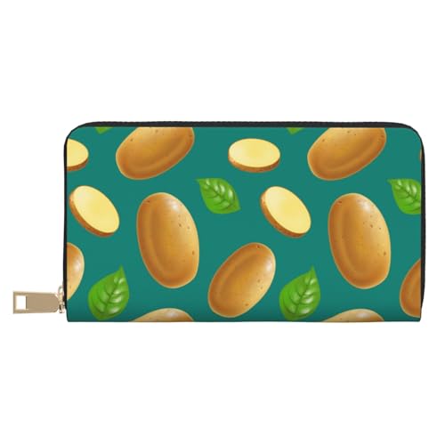VOSERY Geldbörse Damen Leder Bifold Multi Card Wallet Cartoon Kartoffelblatt Damen Geldbörsen Lange Geldbörse von VOSERY