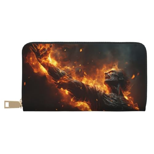 VOSERY Geldbörse Damen Leder Bifold Multi Card Wallet Cool Fire Man Damen Lange Geldbörse Geldbörsen von VOSERY