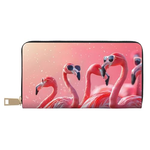 VOSERY Geldbörse Damen Leder Bifold Multi Card Wallet Cool Flamingos Sonnenbrille Szene Damen Lange Geldbörse Geldbörsen VOSERY Geldbörse Damen Leder Bifold Multi Card Wallet Cool Flamingos Sonnenbrille Szene Damen Lange Geldbörse Geldbörsen von VOSERY