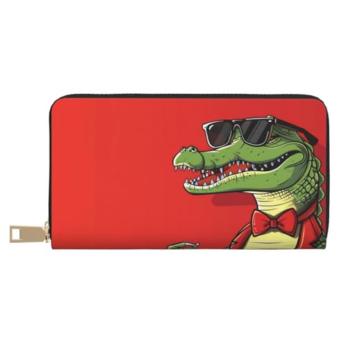VOSERY Geldbörse Damen Leder Bifold Multi Card Wallet Cool Krokodil mit Sonnenbrille Damen Lange Geldbörse Geldbörsen VOSERY Geldbörse Damen Leder Bifold Multi Card Wallet Cool Krokodil mit Sonnenbrille Damen Lange Geldbörse Geldbörsen von VOSERY