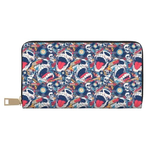 VOSERY Geldbörse Damen Leder Bifold Multi Card Wallet Cool Rock Skull Damen Lange Geldbörse Geldbörsen von VOSERY