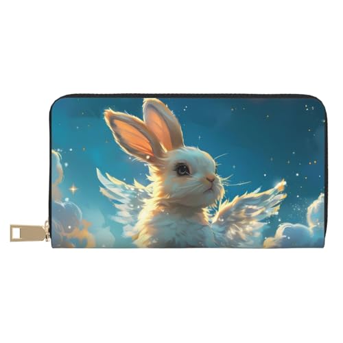 VOSERY Geldbörse Damen Leder Bifold Multi Card Wallet Cute Angel Winged Rabbit Damen Geldbörsen Lange Geldbörse von VOSERY