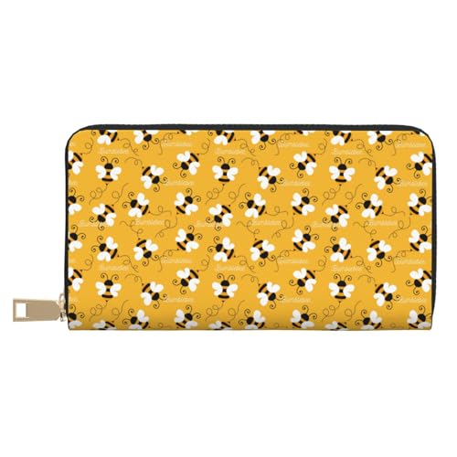 VOSERY Geldbörse Damen Leder Bifold Multi Card Wallet Cute Bee Butterfly Yelllow Damen Lange Geldbörse Geldbörsen von VOSERY