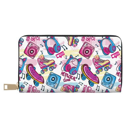 VOSERY Geldbörse Damen Leder Bifold Multi Card Wallet Cute Cartoon Skateboard Schuhe Damen Geldbörsen Lange Geldbörse von VOSERY