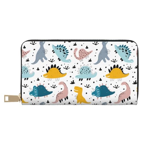 VOSERY Geldbörse Damen Leder Bifold Multi Card Wallet Cute Dinosaurier Print Damen Geldbörsen Lange Geldbörse von VOSERY