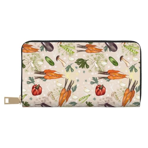 VOSERY Geldbörse Damen Leder Bifold Multi Card Wallet Cute Gemüse Damen Geldbörsen Lange Geldbörse von VOSERY