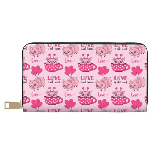 VOSERY Geldbörse Damen Leder Bifold Multi Card Wallet Cute Pig mit Teetasse Ballon Damen Geldbörsen Lange Geldbörse VOSERY Geldbörse Damen Leder Bifold Multi Card Wallet Cute Pig mit Teetasse Ballon Damen Geldbörsen Lange Geldbörse von VOSERY