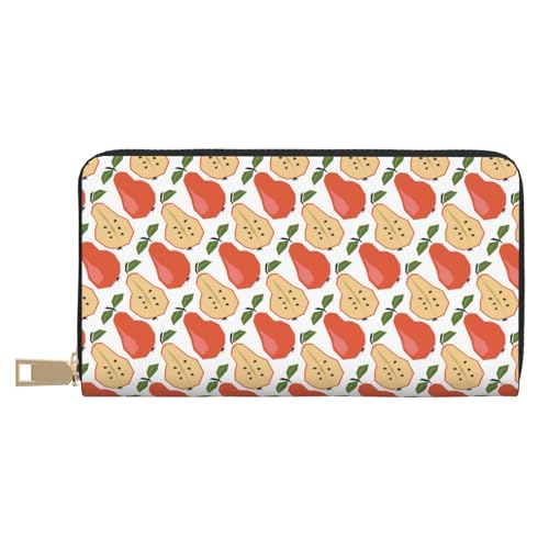 VOSERY Geldbörse Damen Leder Bifold Multi Card Wallet Cute Red Pear Green Leaves Damen Lange Geldbörse Geldbörsen VOSERY Geldbörse Damen Leder Bifold Multi Card Wallet Cute Red Pear Green Leaves Damen Lange Geldbörse Geldbörsen von VOSERY