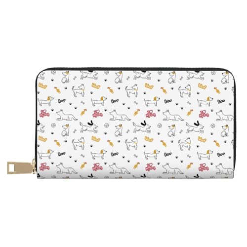 VOSERY Geldbörse Damen Leder Bifold Multi Card Wallet Cute White Dog Damen Geldbörsen Lange Geldbörse von VOSERY