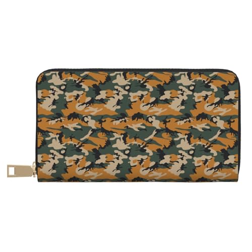 VOSERY Geldbörse Damen Leder Bifold Multi Card Wallet Dinosaurier Camouflage Print Damen Lange Geldbörse Geldbörsen von VOSERY