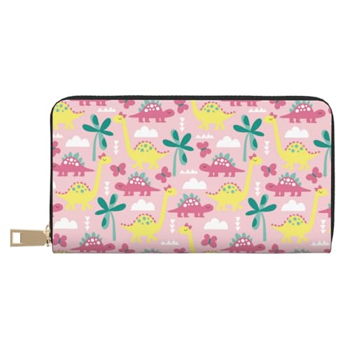 VOSERY Geldbörse Damen Leder Bifold Multi Card Wallet Dinosaurier Print C Damen Geldbörsen Lange Geldbörse von VOSERY