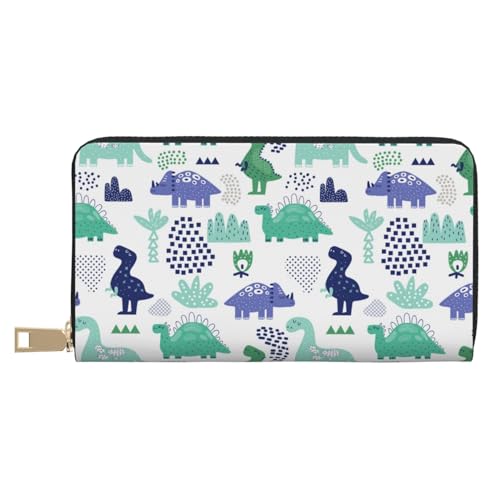 VOSERY Geldbörse Damen Leder Bifold Multi Card Wallet Dinosaurier Print D Damen Geldbörsen Lange Geldbörse von VOSERY