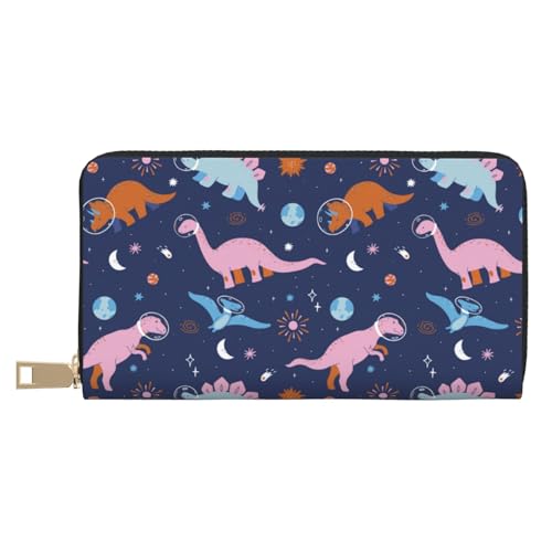 VOSERY Geldbörse Damen Leder Bifold Multi Card Wallet Dinosaurier Print H Damen Geldbörsen Lange Geldbörse von VOSERY