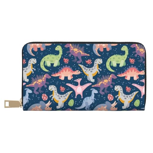 VOSERY Geldbörse Damen Leder Bifold Multi Card Wallet Dinosaurier Print M Damen Geldbörsen Lange Geldbörse von VOSERY
