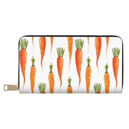 VOSERY Geldbörse Damen Leder Bifold Multi Card Wallet Dünn Karottendruck Damen Geldbörsen Lange Geldbörse von VOSERY