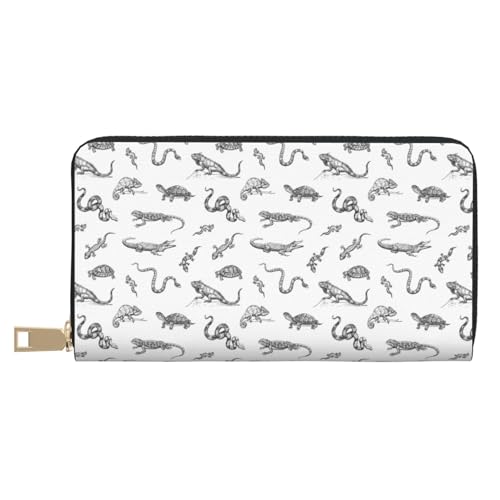 VOSERY Geldbörse Damen Leder Bifold Multi Card Wallet Eidechse Schlange Schildkröte Krokodil Damen Lange Geldbörse Geldbörsen von VOSERY