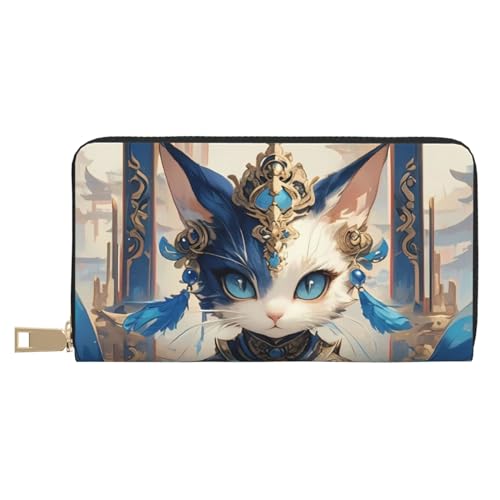 VOSERY Geldbörse Damen Leder Bifold Multi Card Wallet Exotic Blue Cat Damen Geldbörsen Lange Geldbörse VOSERY Geldbörse Damen Leder Bifold Multi Card Wallet Exotic Blue Cat Damen Geldbörsen Lange Geldbörse von VOSERY
