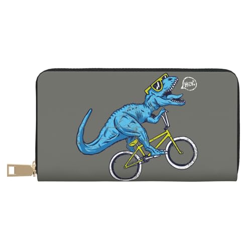 VOSERY Geldbörse Damen Leder Bifold Multi Card Wallet Fun Reiten Dinosaurier Damen Lange Geldbörse Geldbörsen von VOSERY