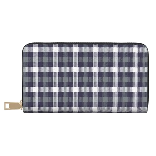 VOSERY Geldbörse Damen Leder Bifold Multi Card Wallet Grau Weiß Gestreift Plaid Damen Lange Geldbörse Geldbörsen VOSERY Geldbörse Damen Leder Bifold Multi Card Wallet Grau Weiß Gestreift Plaid Damen Lange Geldbörse Geldbörsen von VOSERY