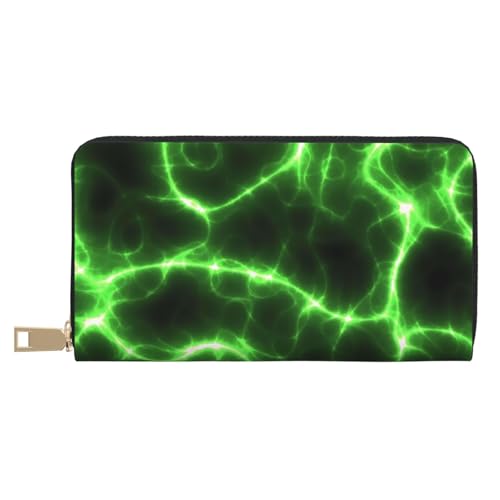 VOSERY Geldbörse Damen Leder Bifold Multi Card Wallet Green Lightning Damen Lange Geldbörse Geldbörsen VOSERY Geldbörse Damen Leder Bifold Multi Card Wallet Green Lightning Damen Lange Geldbörse Geldbörsen von VOSERY