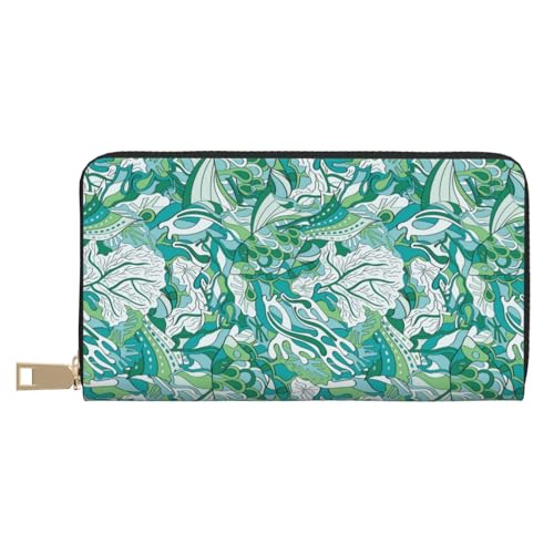 VOSERY Geldbörse Damen Leder Bifold Multi Card Wallet Grün Kritzelmuster Damen Geldbörsen Lange Geldbörse VOSERY Geldbörse Damen Leder Bifold Multi Card Wallet Grün Kritzelmuster Damen Geldbörsen Lange Geldbörse von VOSERY