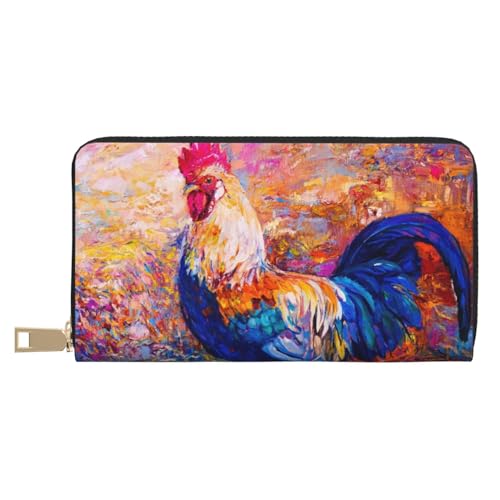 VOSERY Geldbörse Damen Leder Bifold Multi Card Wallet Hahn-Ölgemälde Damen Geldbörsen Lange Geldbörse VOSERY Geldbörse Damen Leder Bifold Multi Card Wallet Hahn-Ölgemälde Damen Geldbörsen Lange Geldbörse von VOSERY