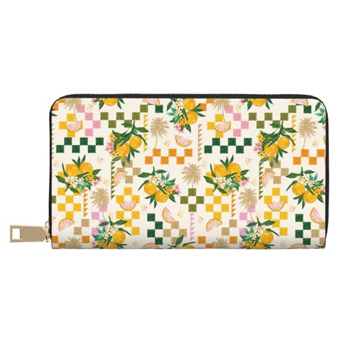 VOSERY Geldbörse Damen Leder Bifold Multi Card Wallet Hawaiian Style Orange Blume Damen Geldbörsen Lange Geldbörse von VOSERY