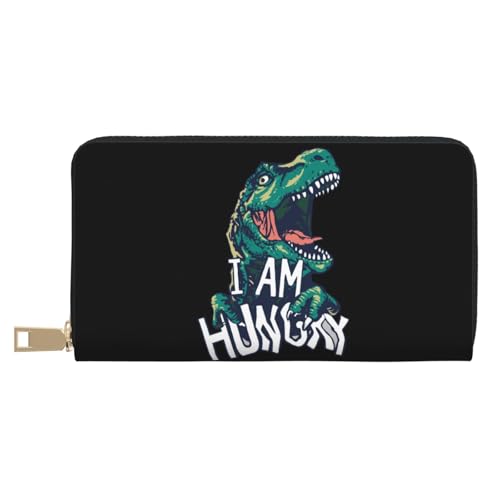 VOSERY Geldbörse Damen Leder Bifold Multi Card Wallet Hungry Dinosaurier Damen Lange Geldbörse Geldbörsen von VOSERY