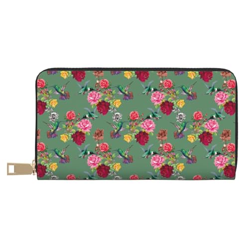 VOSERY Geldbörse Damen Leder Bifold Multi Card Wallet Kolibri Rose Damen Lange Geldbörse Geldbörsen VOSERY Geldbörse Damen Leder Bifold Multi Card Wallet Kolibri Rose Damen Lange Geldbörse Geldbörsen von VOSERY