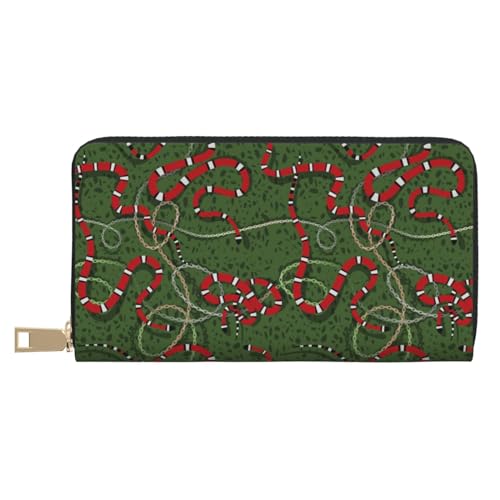VOSERY Geldbörse Damen Leder Bifold Multi Card Wallet Künstlerische Kette Rot Lustige Schlange Damen Geldbörsen Lange Geldbörse von VOSERY