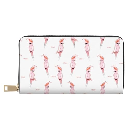 VOSERY Geldbörse Damen Leder Bifold Multi Card Wallet Lustige Brille Kakadu Rosa Damen Geldbörsen Lange Geldbörse VOSERY Geldbörse Damen Leder Bifold Multi Card Wallet Lustige Brille Kakadu Rosa Damen Geldbörsen Lange Geldbörse von VOSERY