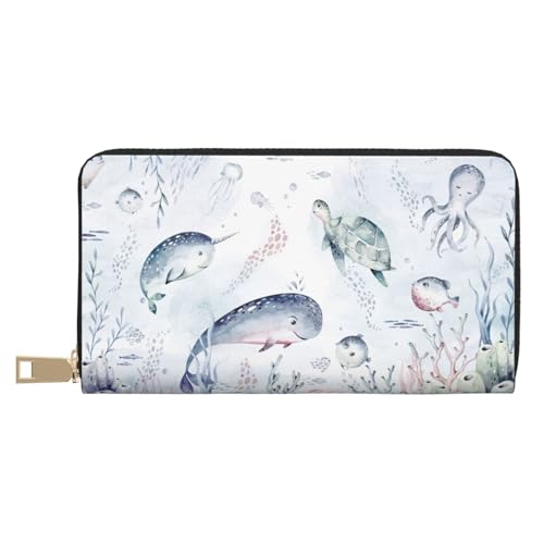 VOSERY Geldbörse Damen Leder Bifold Multi Card Wallet Meerestiere Damen Geldbörsen Lange Geldbörse VOSERY Geldbörse Damen Leder Bifold Multi Card Wallet Meerestiere Damen Geldbörsen Lange Geldbörse von VOSERY