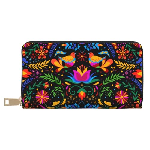 VOSERY Geldbörse Damen Leder Bifold Multi Card Wallet Mexican Flower Traditional1 Damen Lange Geldbörse Geldbörsen VOSERY Geldbörse Damen Leder Bifold Multi Card Wallet Mexican Flower Traditional1 Damen Lange Geldbörse Geldbörsen von VOSERY