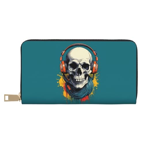 VOSERY Geldbörse Damen Leder Bifold Multi Card Wallet Modern Hip-Hop Schädel Damen Geldbörsen Lange Geldbörse von VOSERY