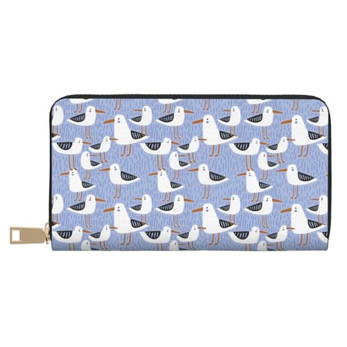 VOSERY Geldbörse Damen Leder Bifold Multi Card Wallet Möwen Blau Damen Lange Geldbörse Geldbörsen von VOSERY
