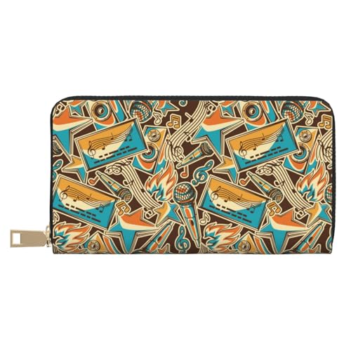VOSERY Geldbörse Damen Leder Bifold Multi Card Wallet Musikelemente Damen Geldbörsen Lange Geldbörse VOSERY Geldbörse Damen Leder Bifold Multi Card Wallet Musikelemente Damen Geldbörsen Lange Geldbörse von VOSERY
